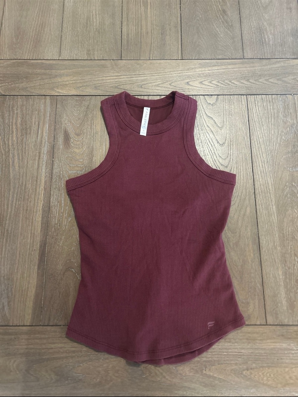 Fabletics Ribbed Maroon High-Neck Tank